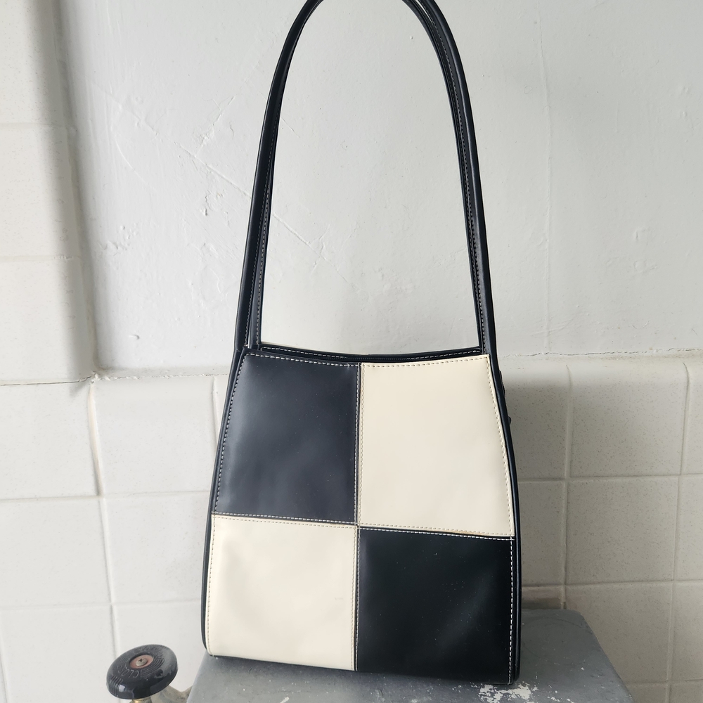 Black and White Checkered Women's Bag Vintagw